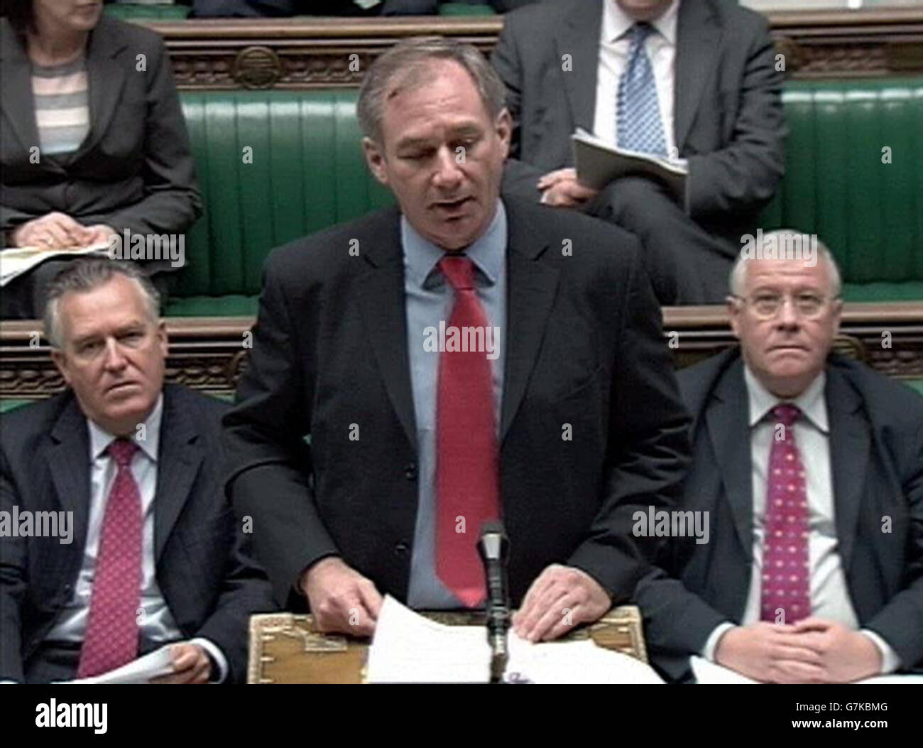 Il Segretario alla Difesa Geoff Hoon parla di cambiamenti nella struttura dell'esercito britannico. Foto Stock