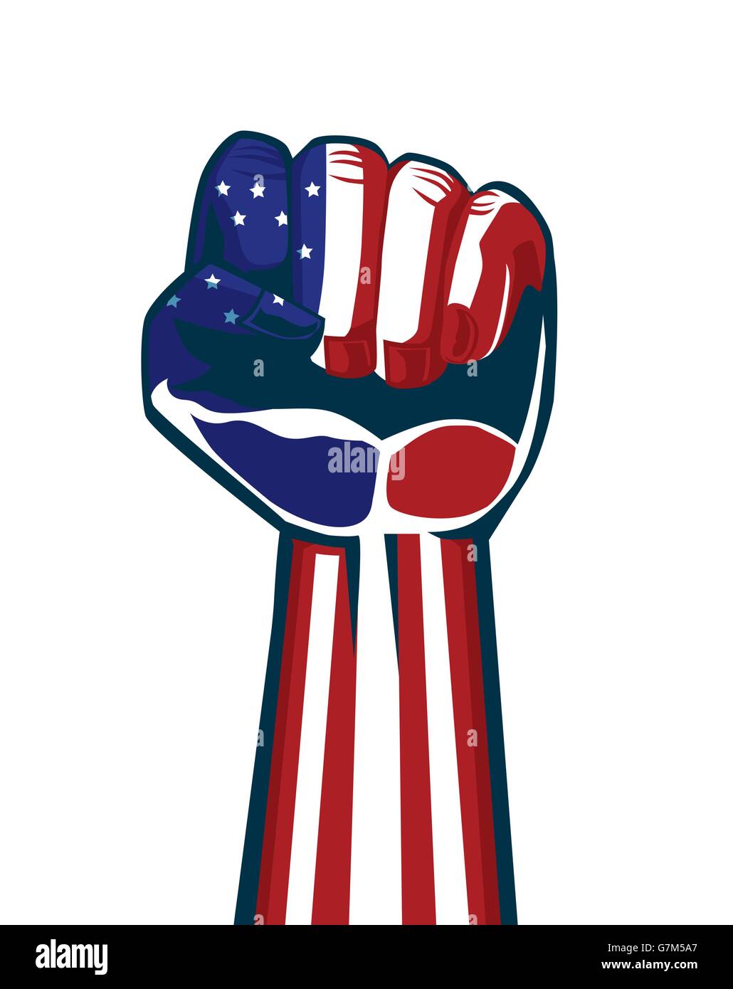 La vernice americana bandiera nazionale su un pugno e il braccio. Illustrazione Vettoriale