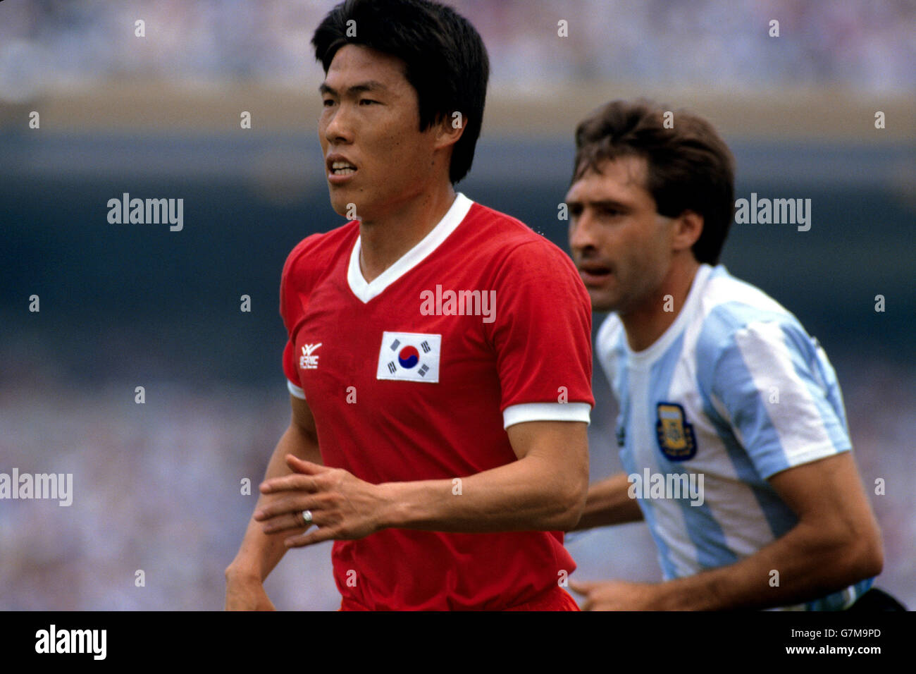 Calcio - Coppa del mondo Messico 86 - Gruppo A - Argentina / Corea del Sud. Cha Bum-Kun, Corea del Sud Foto Stock