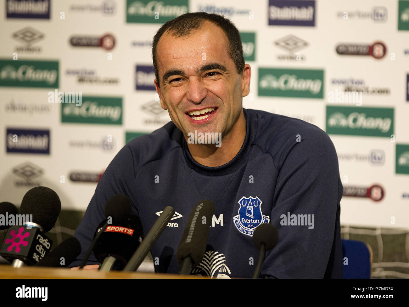 Calcio - Everton FC - Conferenza Stampa - Goodison Park. Roberto Martinez, direttore di Everton, durante la conferenza stampa del Bluenose Day Foto Stock