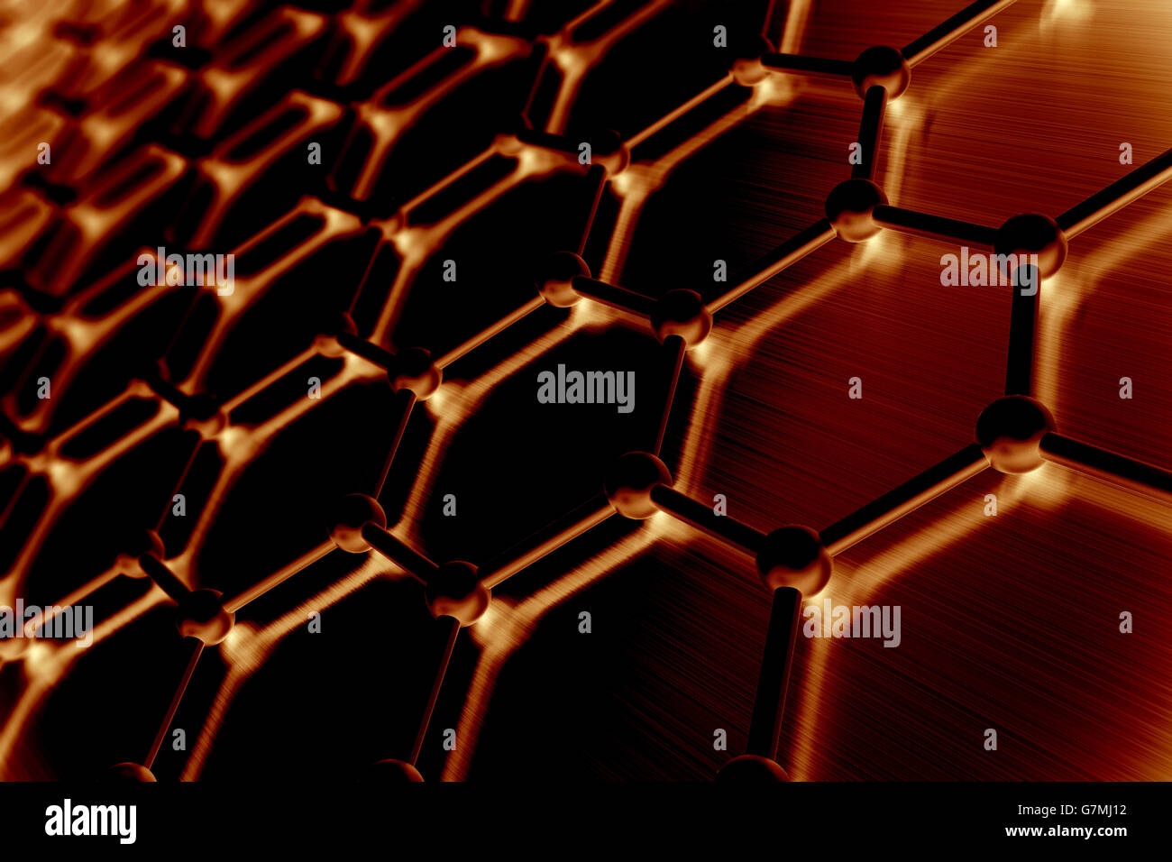 Grafene struttura atomica, nanotecnologia background 3d illustrazione Foto Stock