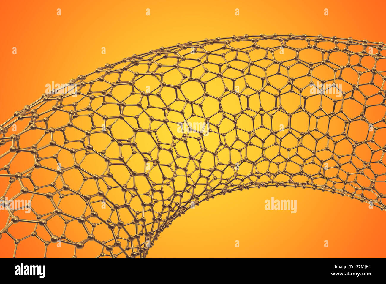 La struttura del tubo di grafene della nanotecnologia 3d illustrazione Foto Stock
