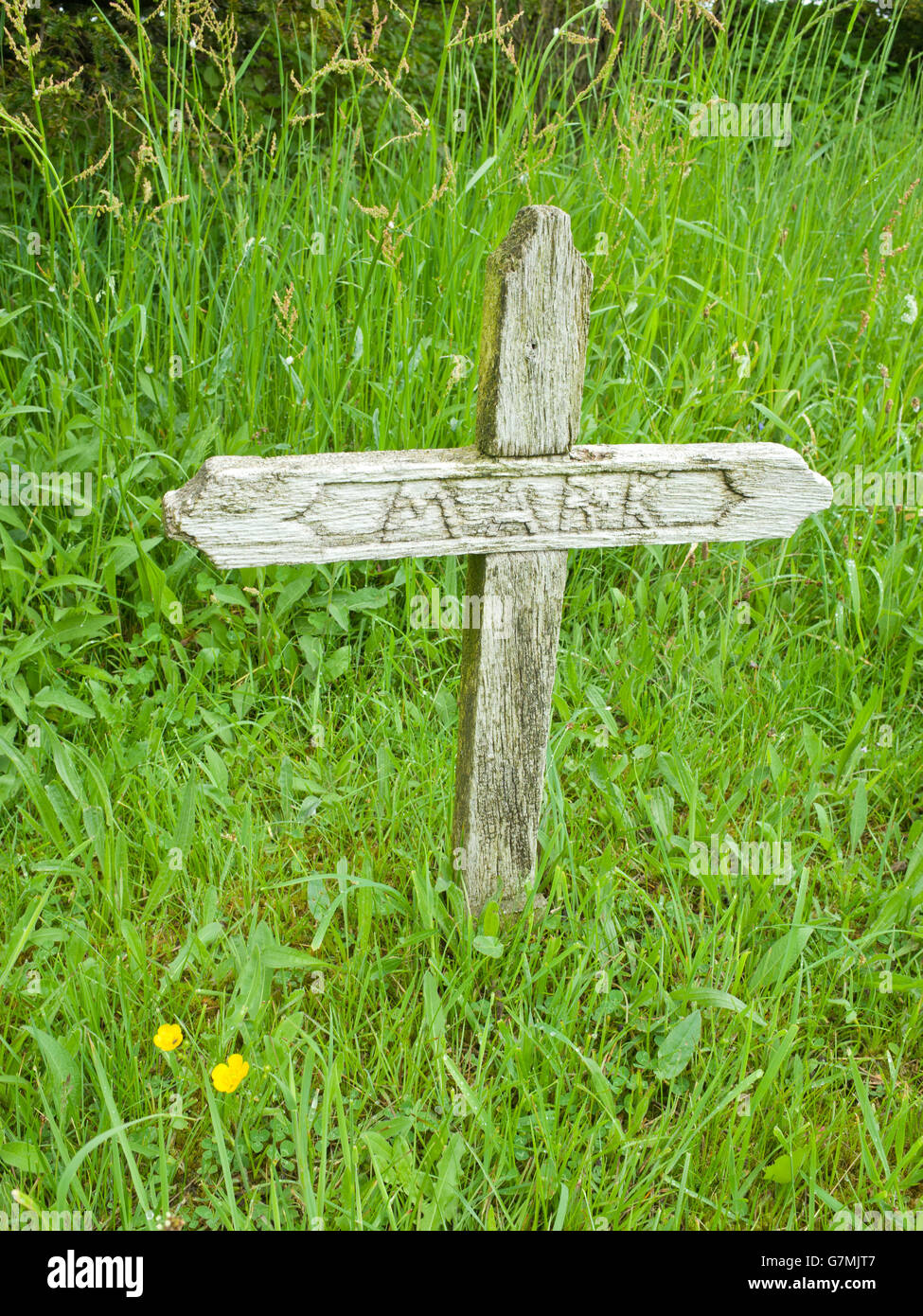 Croce di legno marcatore grave Foto Stock