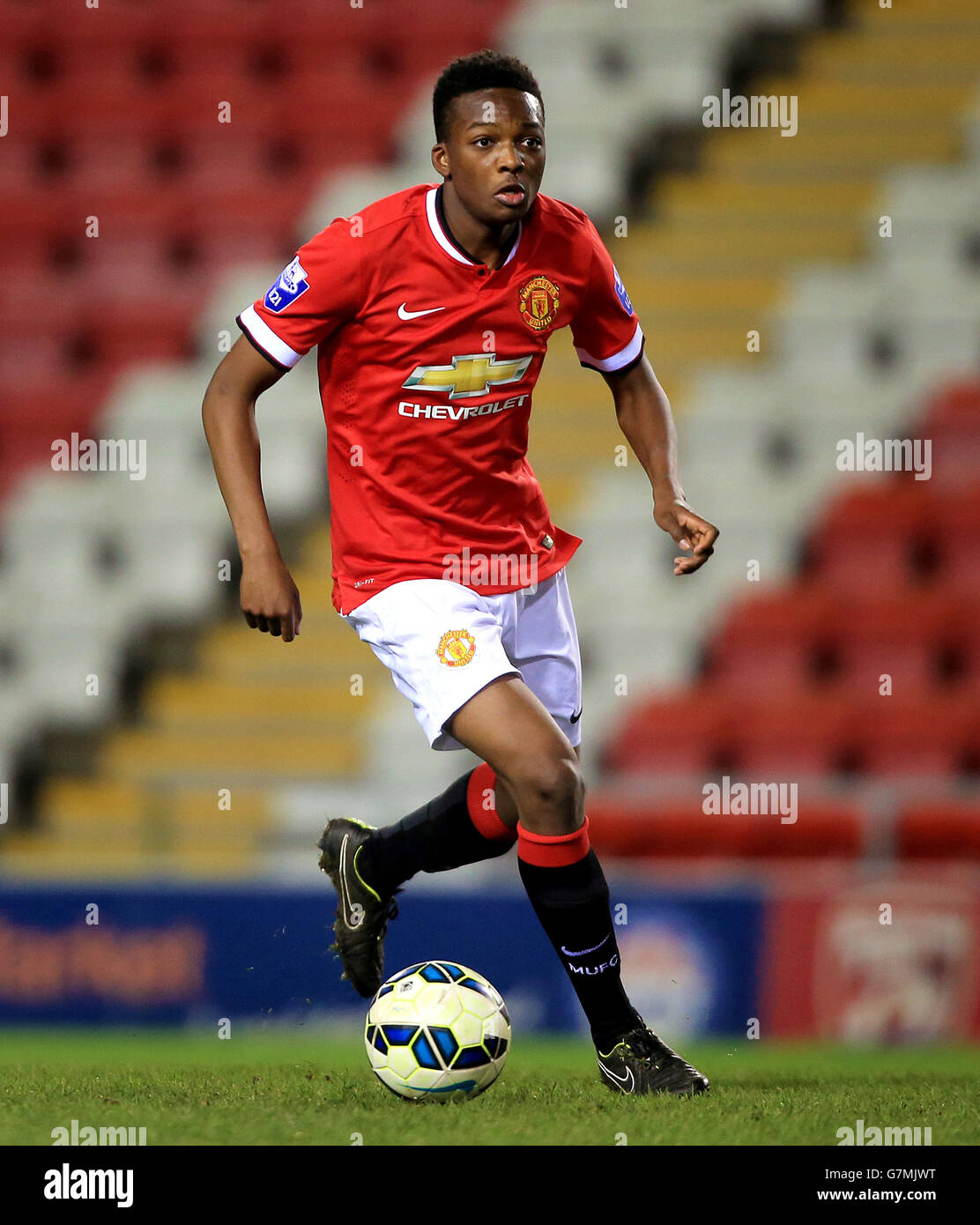 Calcio - Barclays U21 Premier League - Manchester United U21 v Fulham U21 - Leigh Sports Village. Matthew Willock di Manchester United Foto Stock