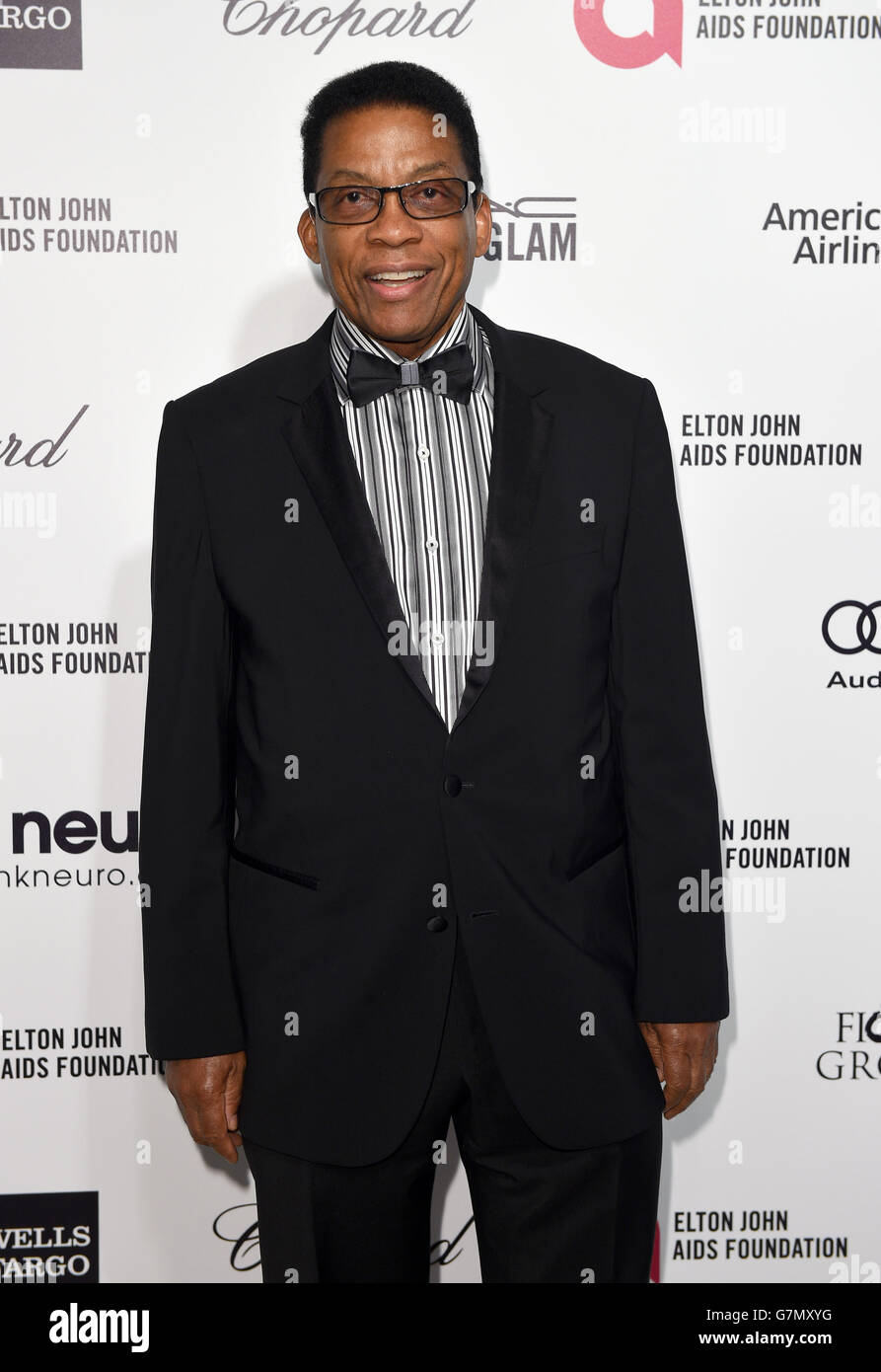 Herbie Hancock arriva per la ventitreesima edizione del party annuale Academy Awards della Elton John AIDS Foundation al West Hollywood Park di Los Angeles. Foto Stock
