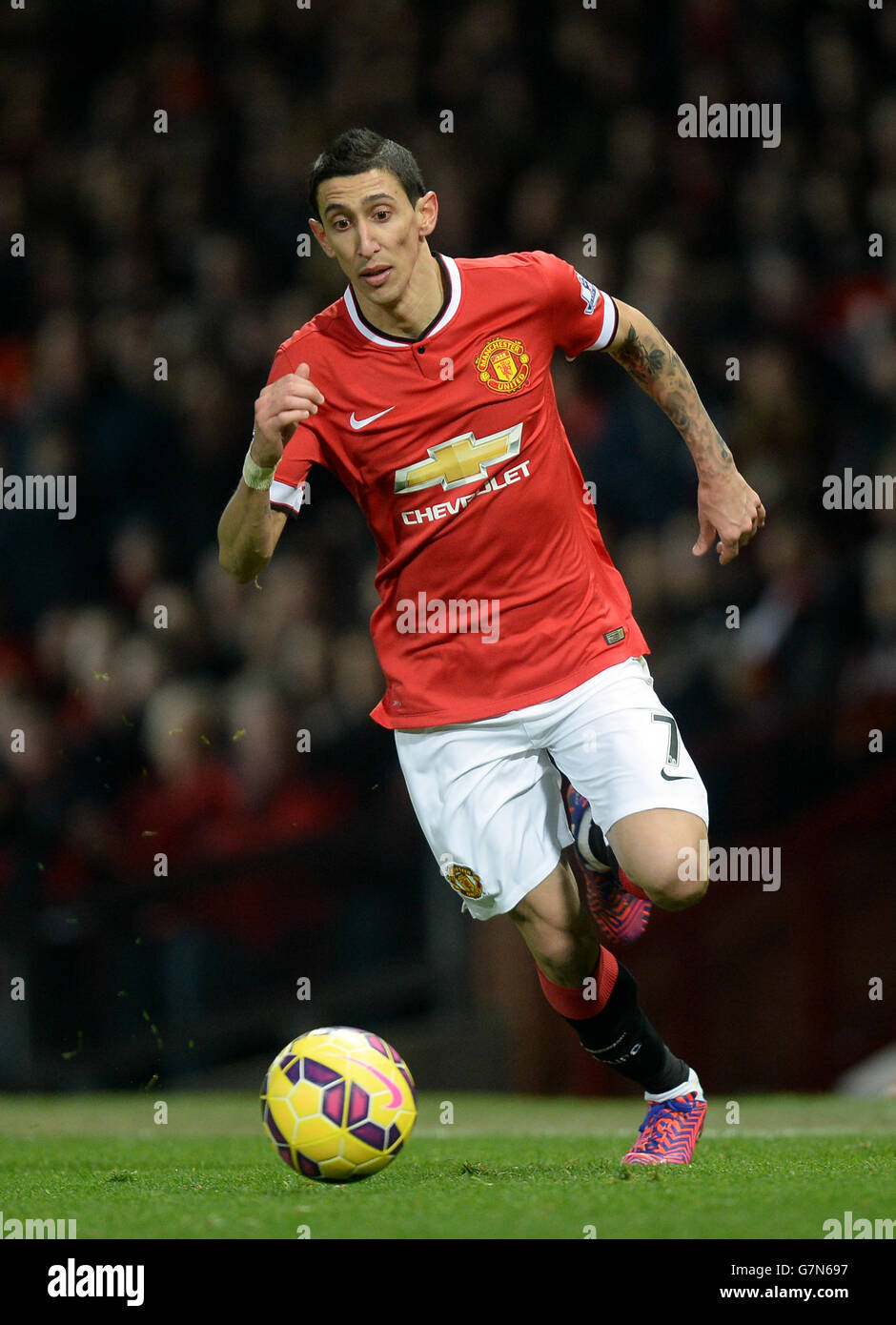 Angel di Maria di Manchester United durante la partita Barclays Premier League a Old Trafford, Manchester. PREMERE ASSOCIAZIONE foto. Data immagine: Mercoledì 11 febbraio 2015. Vedi PA storia CALCIO uomo Utd. Il credito fotografico dovrebbe essere: Martin Rickett/PA Wire. Foto Stock