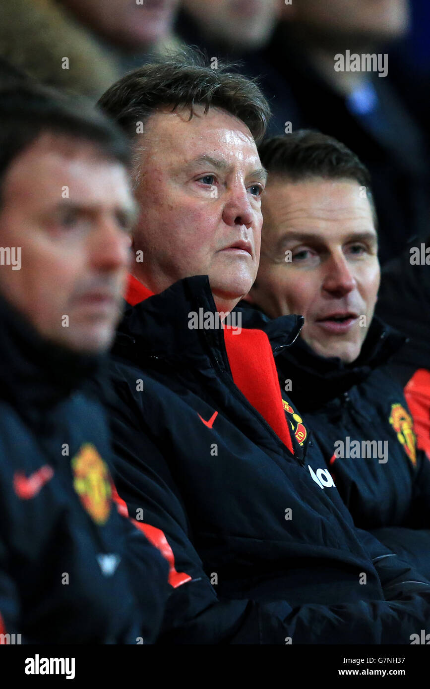 Calcio - fa Cup - Fifth Round - Preston North End v Manchester United - Deepdale. Manchester, direttore del Manchester United, Louis van Gaal. Foto Stock