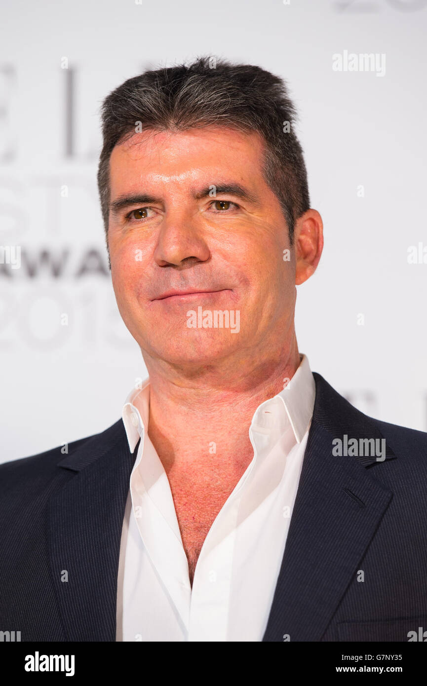 Vincitore del premio Outstanding Contribution to Entertainment Award Simon Cowell al Elle Style Awards 2015 presso lo Sky Garden, 20 Fenchurch Street, Londra. Foto Stock