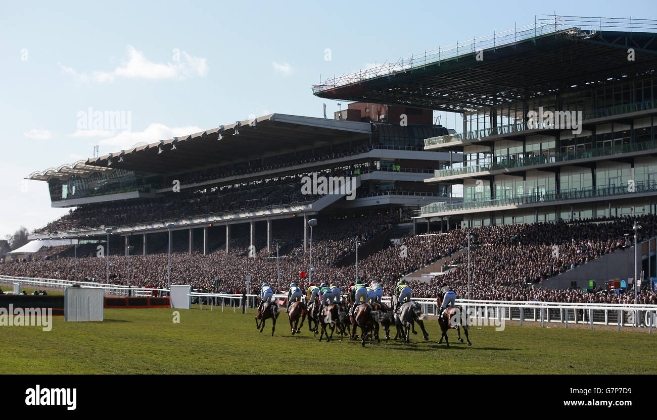 I runner passeranno le tribune nello Sky Bet Supreme Novices nel Champion Day, durante il Cheltenham Festival all'ippodromo di Cheltenham. PREMERE ASSOCIAZIONE foto. Data immagine: Martedì 10 marzo 2015. Guarda la storia della PA DI CHELTENHAM. Il credito immagine dovrebbe essere: David Davies/PA Wire. Foto Stock