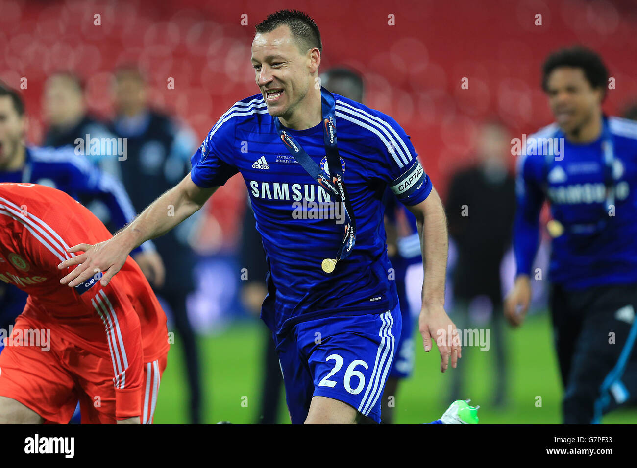 John Terry di Chelsea celebra la finale della Capital One Cup. Foto Stock