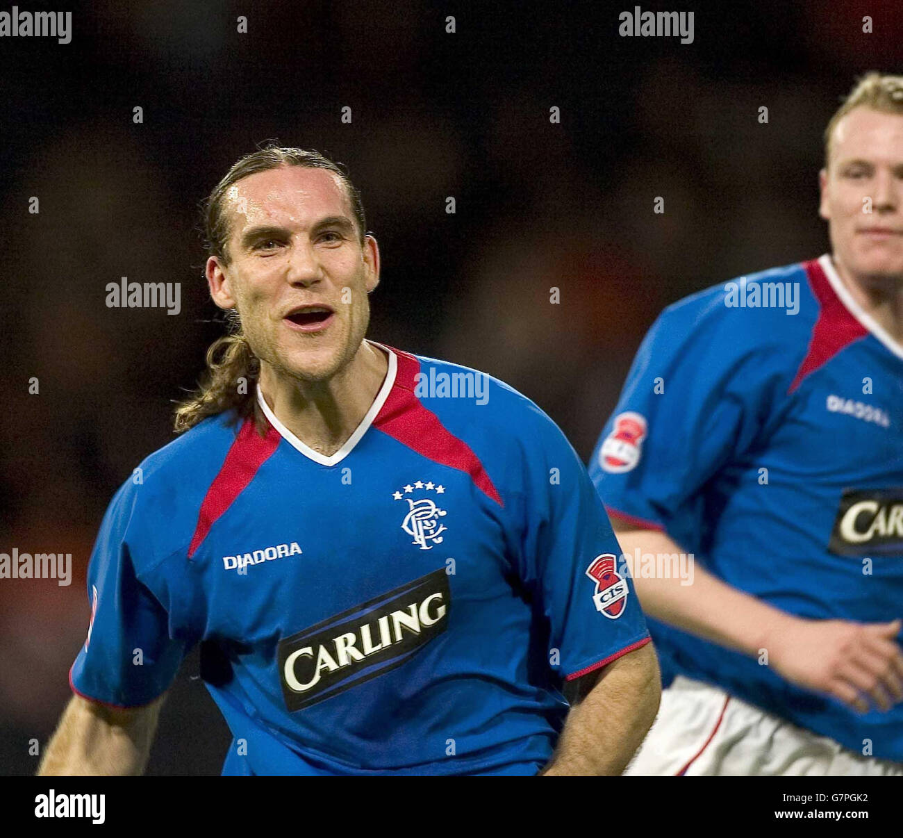 Calcio - CIS Insurance Cup - Semifinale - Rangers / Dundee United - Hampden Park.. Il dado Prso di Rangers celebra il punteggio. Foto Stock