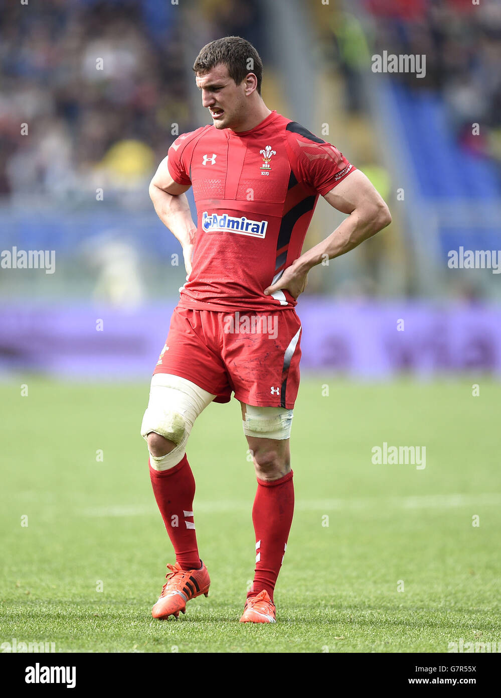 Il capitano del Galles Sam Warburton durante la partita RBS Six Nations del 2015 allo Stadio Olimpico di Roma, Italia. Foto Stock