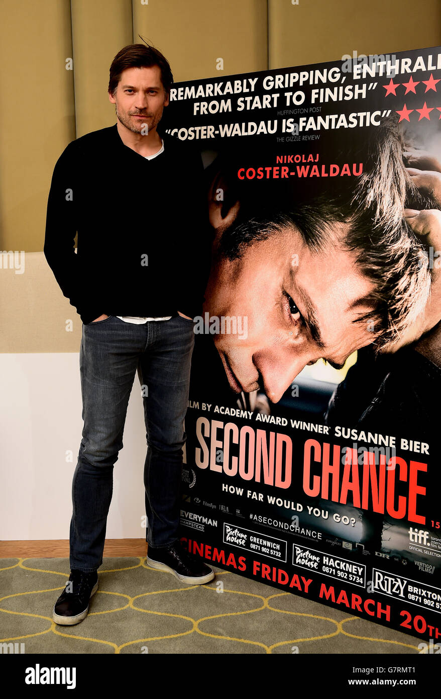 Nikolaj Coster-Waldau partecipa a una fotocellula per il suo nuovo film, A Second Chance, al Corinthia Hotel di Londra. Foto Stock