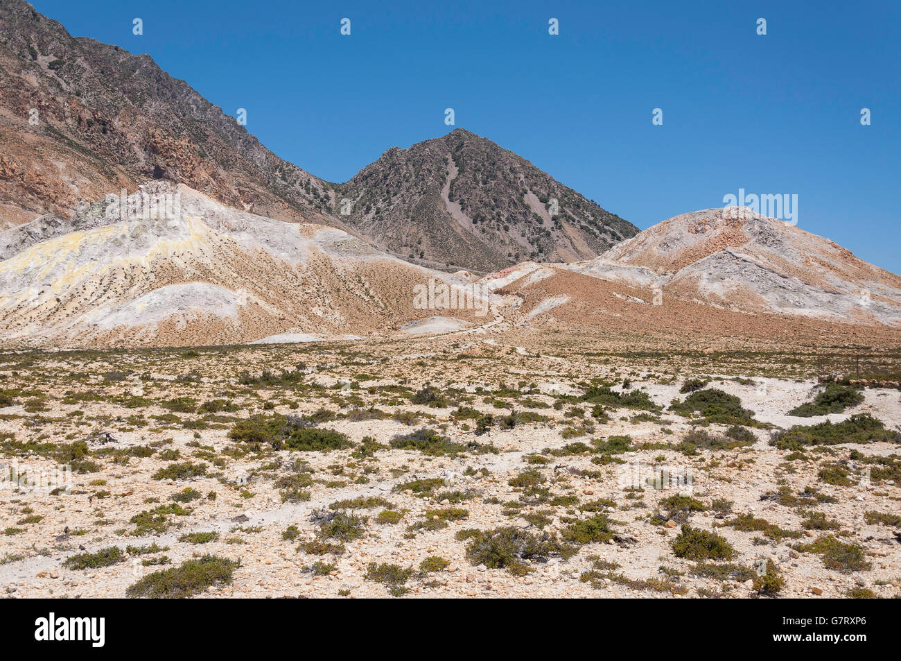 Paesaggio vulcanico vicino Stefanos cratere, Nissiros (Nissiros), del Dodecaneso, Egeo Meridionale Regione, Grecia Foto Stock