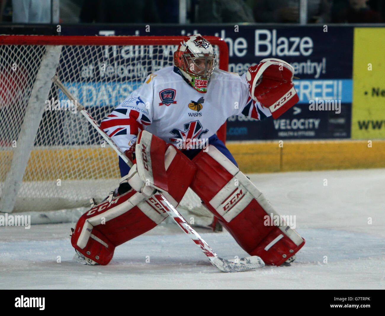 Hockey su ghiaccio - International friendly - Gran Bretagna / Polonia - Coventry SkyDome. Ben Downs, Gran Bretagna Foto Stock