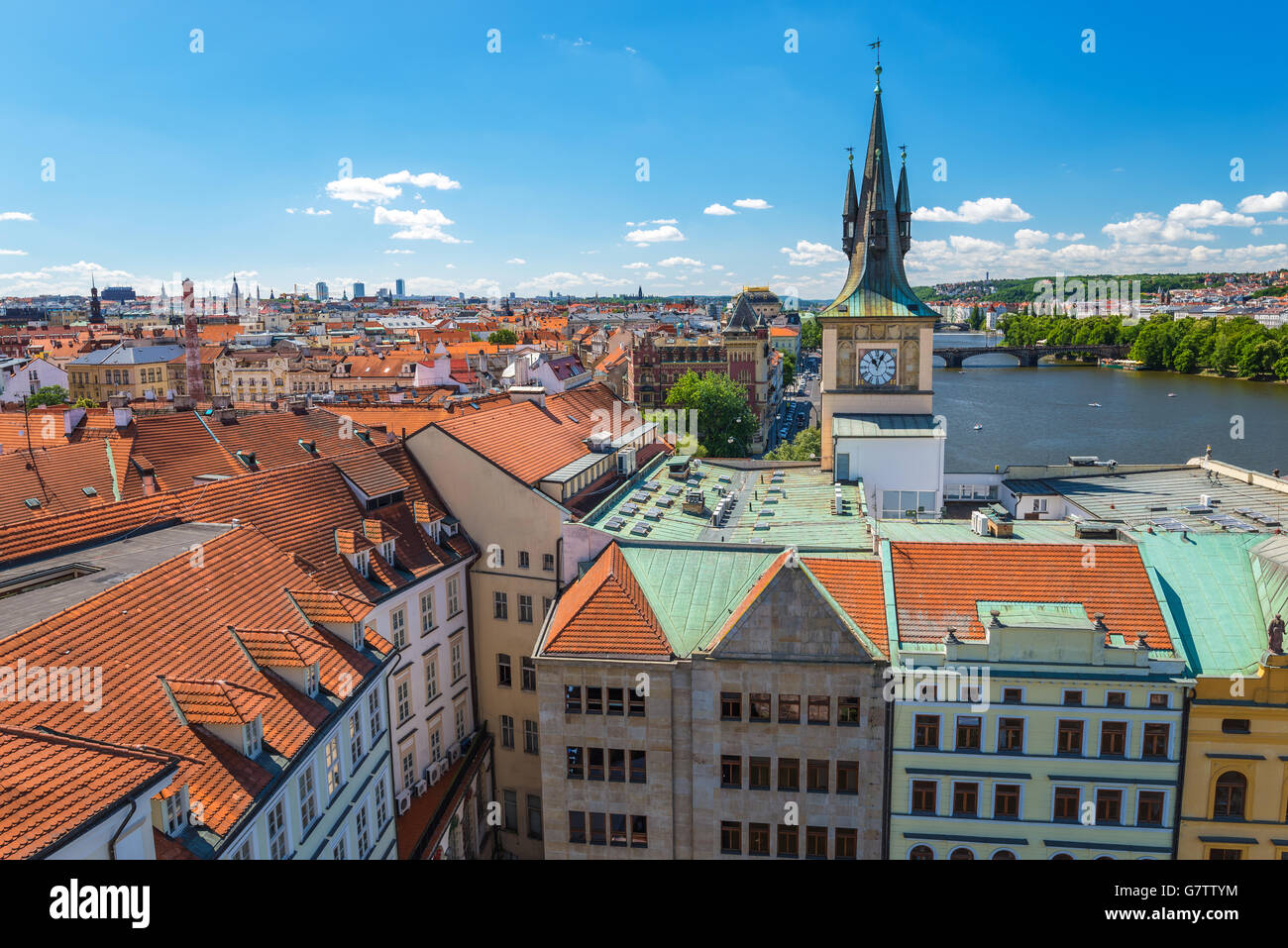 Prague city skyline, Repubblica Ceca Foto Stock