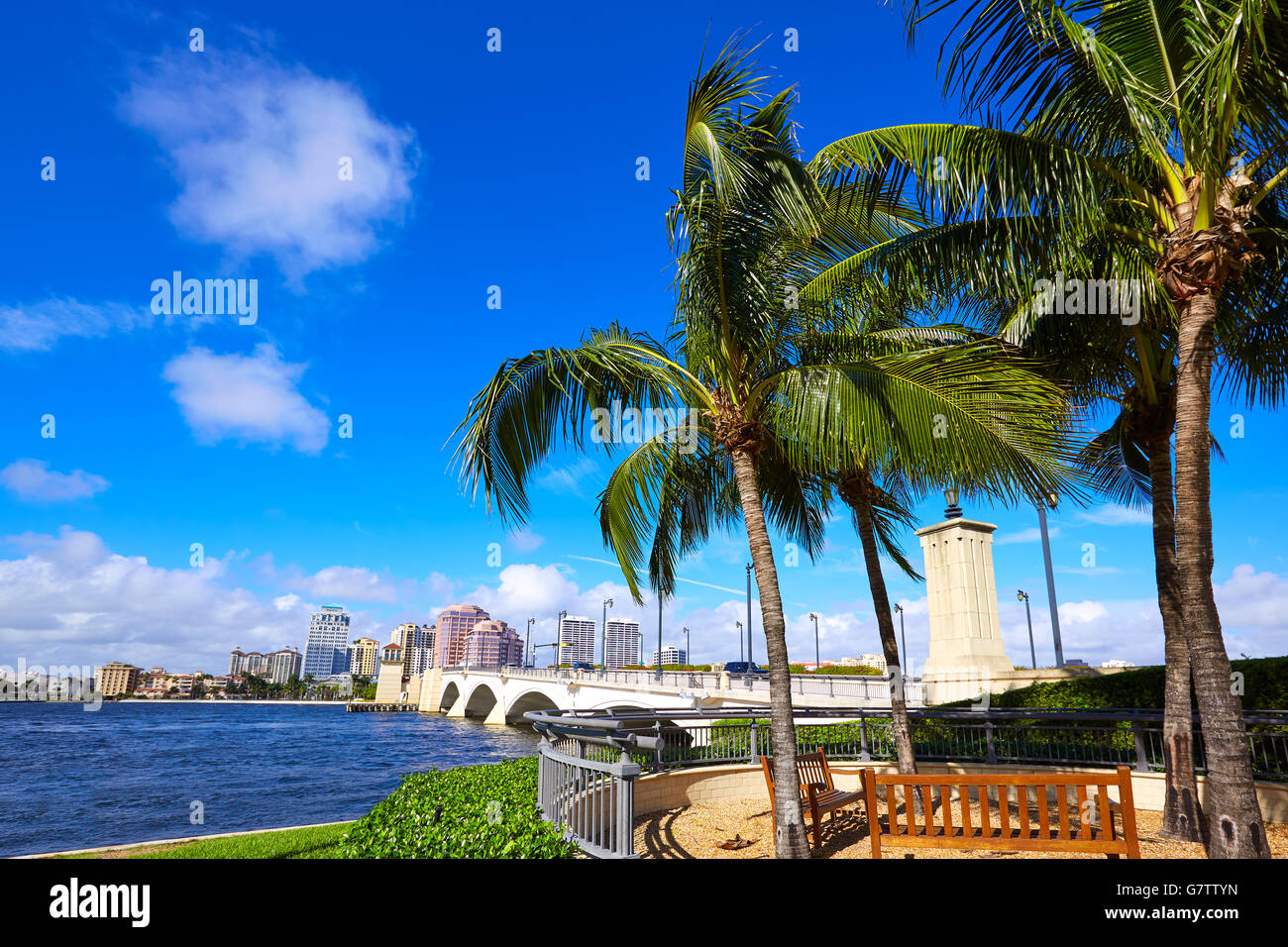 Palm Beach skyline Royal Park bridge in Florida USA Foto Stock