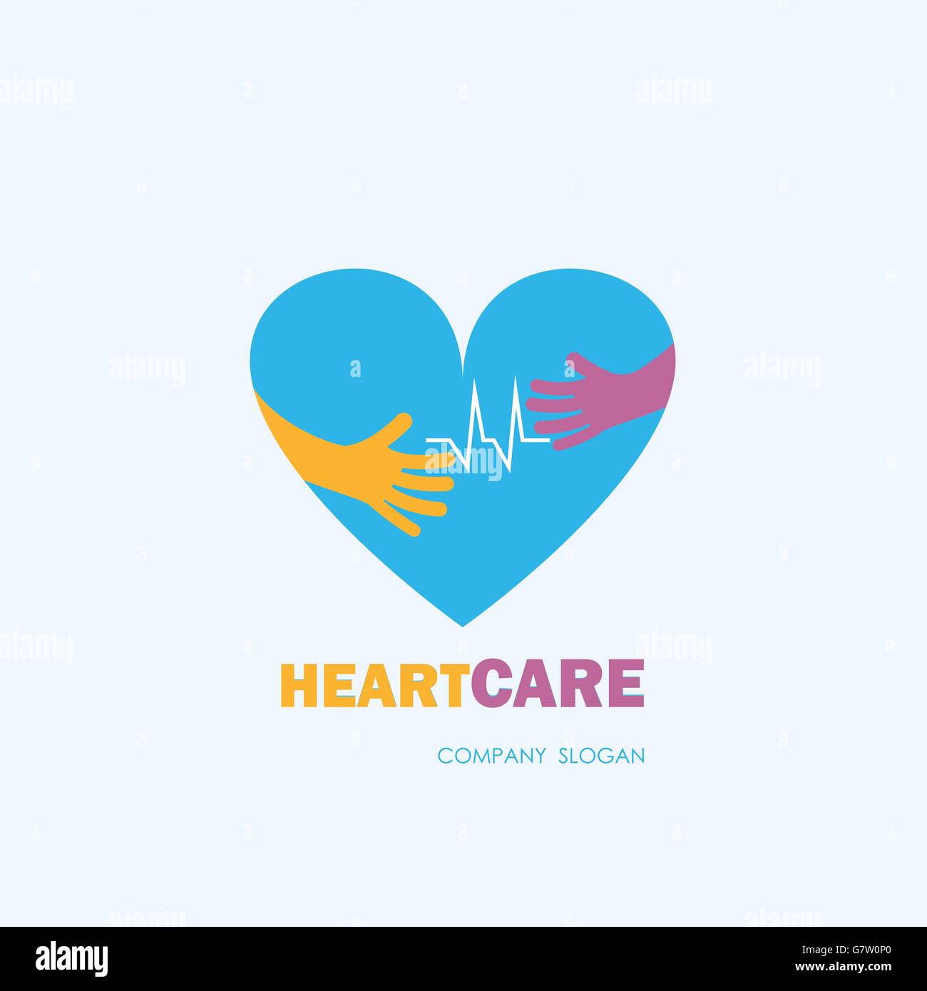 Sanità e medicina simbolo a forma di cuore.cuore logo cura,vettore modello logo.illustrazione vettoriale Illustrazione Vettoriale