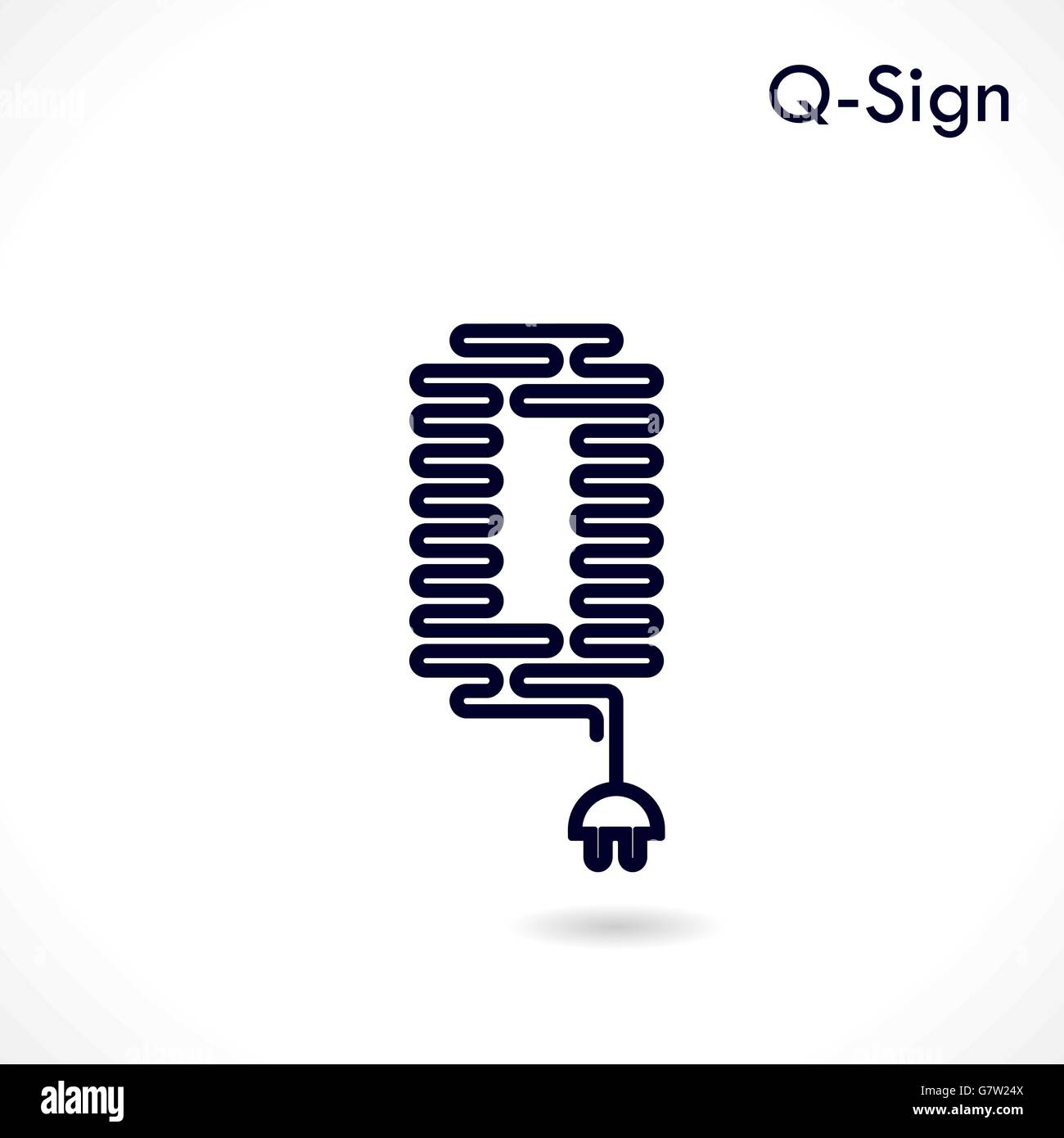 Creative Q- lettera astratta icona logo design template vettoriale.Creative Q- alfabeto design vettoriali.Business e Istruzione creative Illustrazione Vettoriale