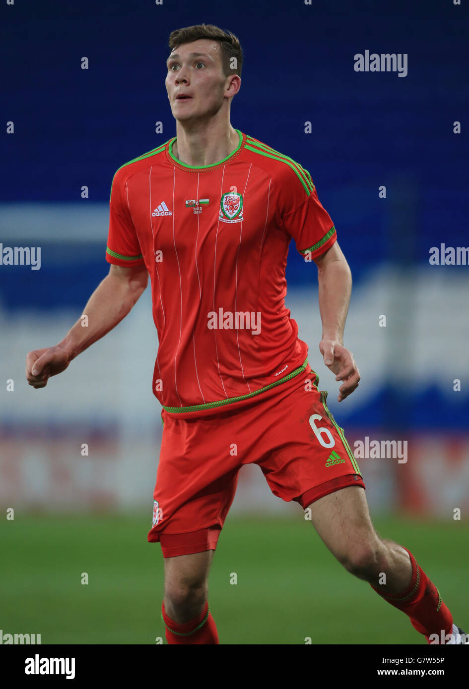 Calcio - 2015 UEFA Under 21's Championship - Qualifiche - Gruppo uno - Galles Under 21's contro Bulgaria Under 21's - Cardiff City S. Wales' Joseph Wright Foto Stock