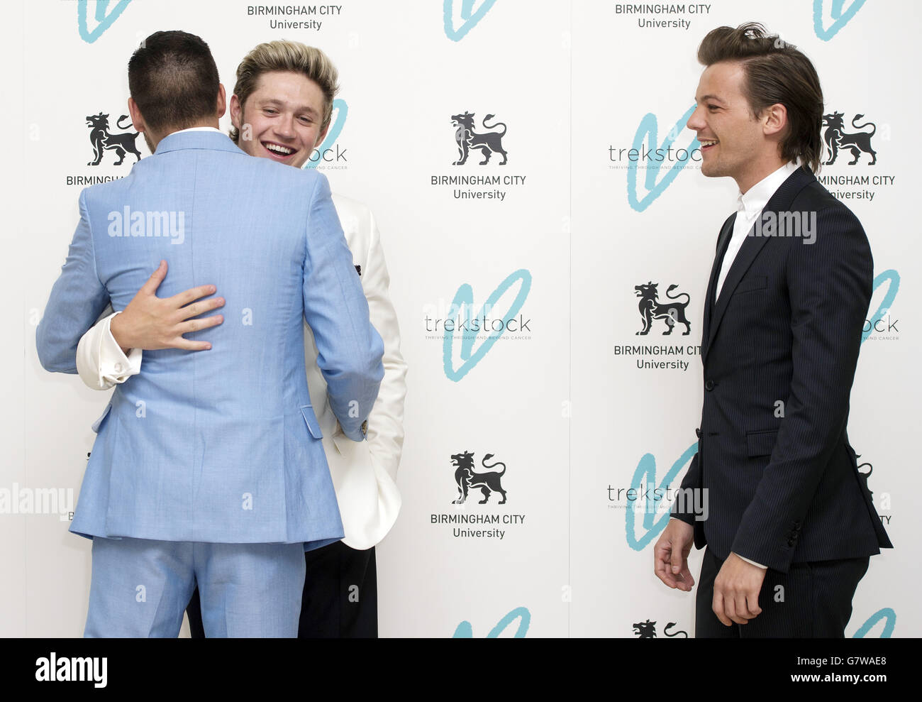 (Da sinistra a destra) Liam Payne, Niall Horan e Louis Tomlinson di una direzione arrivano per il Great Gatsby Ball a Bloomsbury Ballrooms a Londra. Foto Stock