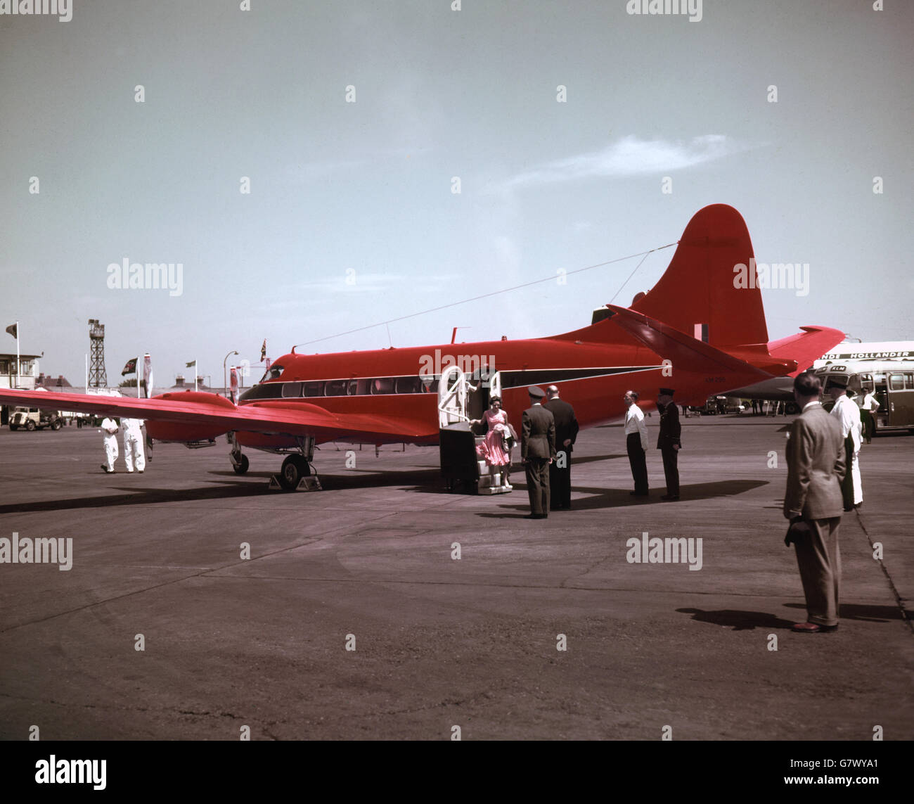 Trasporto - aereo reale - airone rosso del volo della regina. La Regina sembilla l'Erone Rosso del volo della Regina. Foto Stock