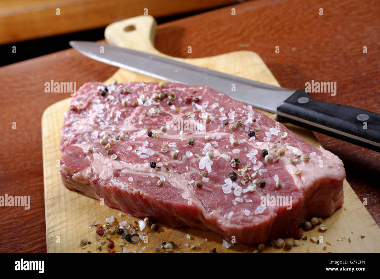 Chuck Eye Roll, Black Angus, carne cruda Foto Stock