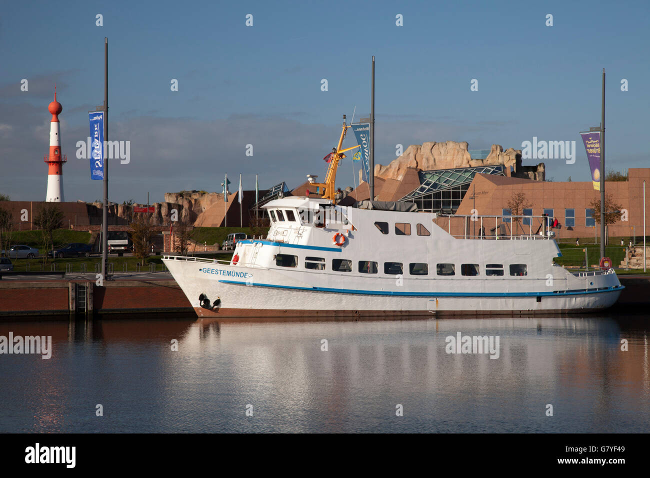 Neuer Hafen porto, Havenwelten, Bremerhaven, fiume Weser, Mare del Nord, Bassa Sassonia, PublicGround Foto Stock