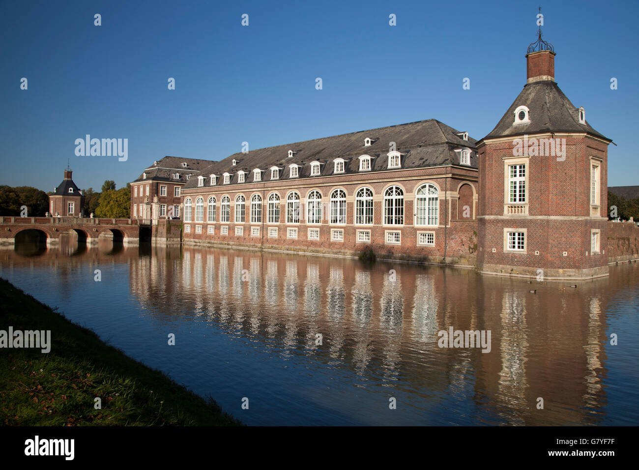Schloss Nordkirchen moated il castello di Versailles della Westfalia, Nordkirchen, distretto di Coesfeld, Muensterland Foto Stock