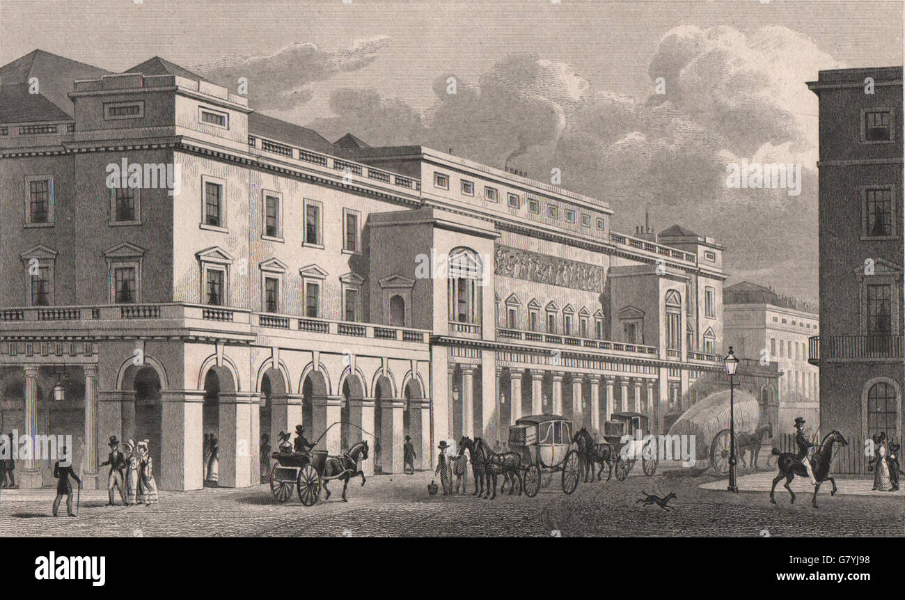 HAYMARKET. Opera lirica italiana. Londra. Pastore, antica stampa 1828 Foto Stock