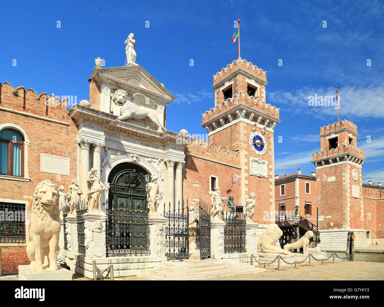 Ingresso 'Porta Magna" dell Arsenale, Castello, Venezia, Italia. Foto Stock