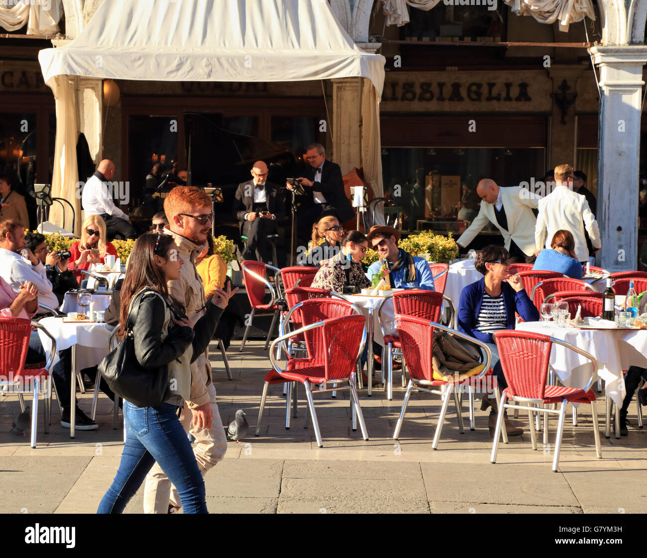 Gran Caffè Quadri. Piazza San Marco / Piazza San Marco / Markusplatz, Venezia. Foto Stock
