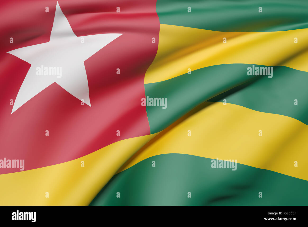 3D rendering di una Repubblica Togolese bandiera sventola Foto Stock