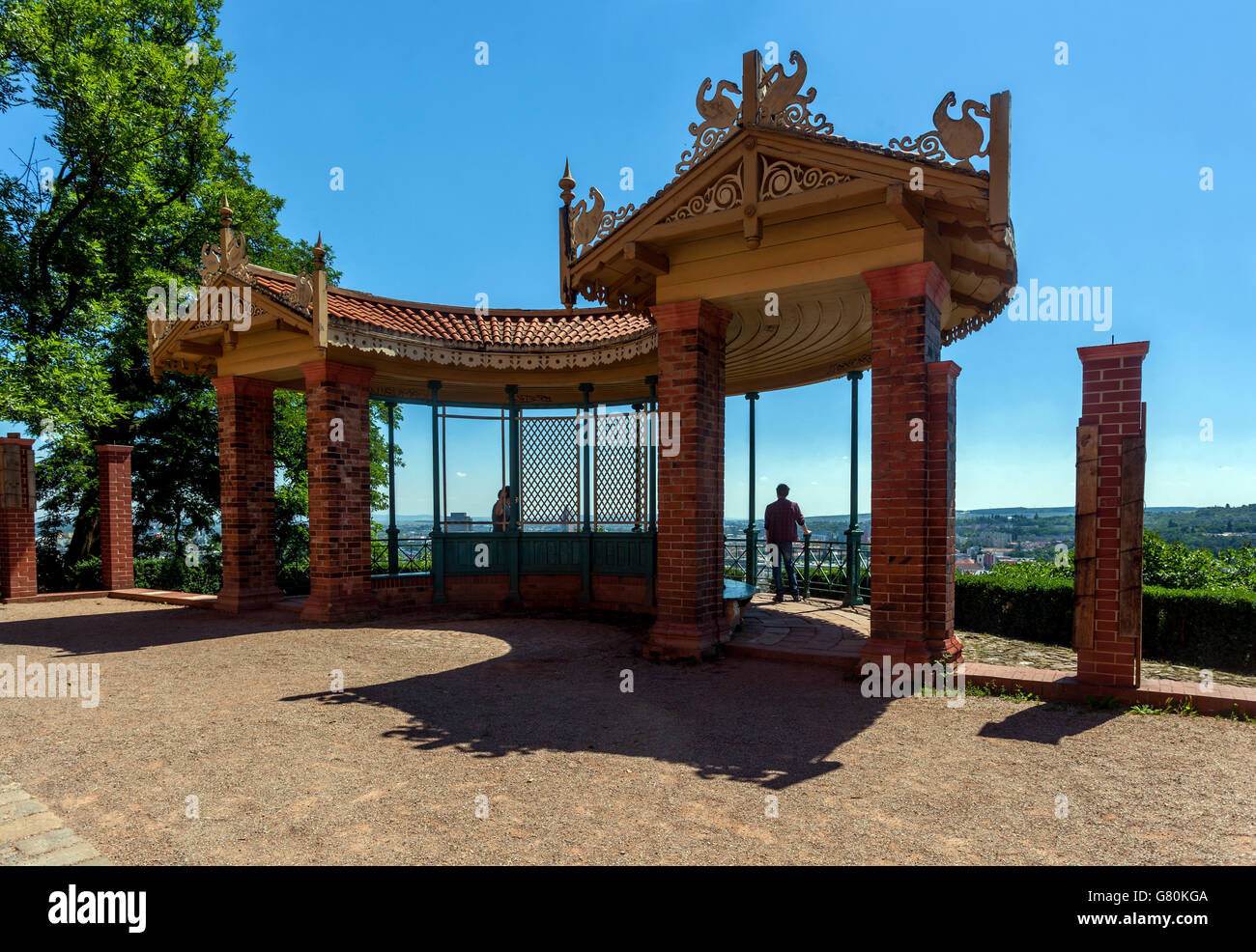 Brno Repubblica Ceca Gazebo, il versante sud della collina del Castello di Spilberk, Brno Moravia, Repubblica Ceca Foto Stock