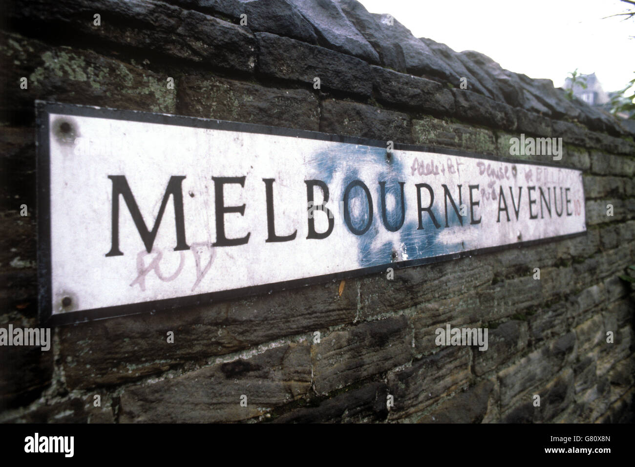 Melbourne Avenue, Sheffield, la corsia isolata dove Peter Sutcliffe è stato arrestato in compagnia di una donna quando la polizia si è resa sospettosa delle targhe della sua auto. Sutcliffe sta aiutando la polizia con le loro indagini sugli assassini dello Yorkshire Ripper. Foto Stock