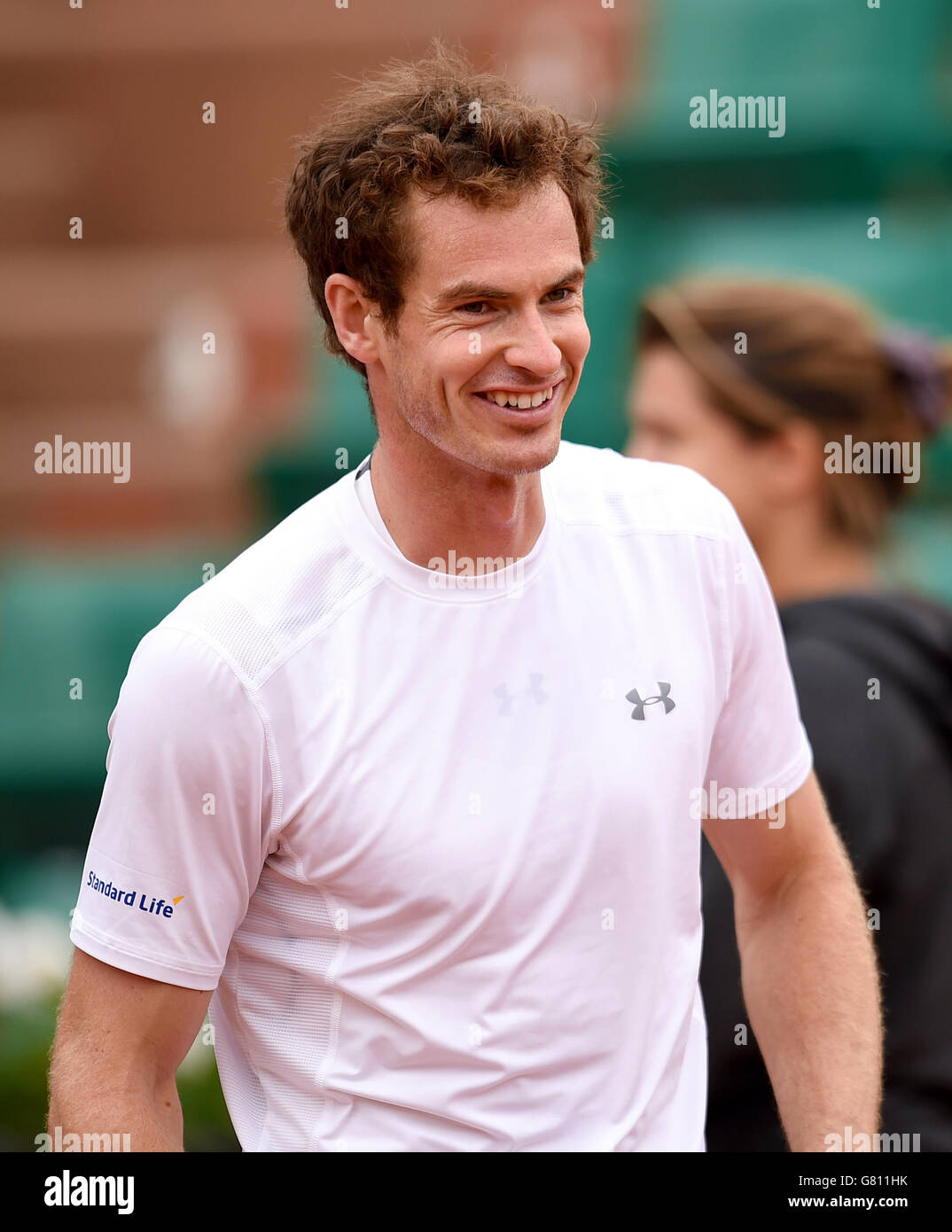 Tennis - 2015 French Open - giorno dieci - Roland Garros. Andy Murray durante la pratica il giorno dieci dell'Open francese a Roland Garros il 2 giugno 2015 a Parigi, Francia Foto Stock