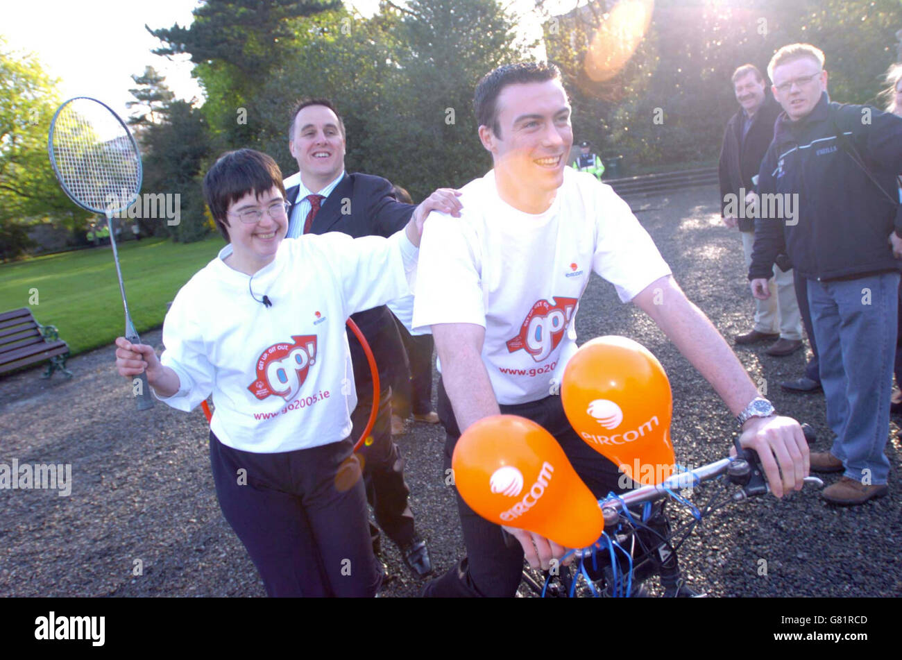 Get Up, Get out and Go - Fundraiser per le Olimpiadi speciali - National Concert Hall. L'atleta Anne Foley e la star del GAA di Dublino Ray Cosgrove, al lancio di Get Up, Get out and Go. Foto Stock