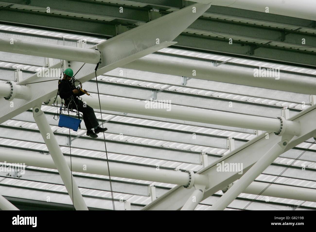 I lavori proseguono sulla ricostruzione del Vauxhall Road End nello stand OSC presso il Brit Oval, casa di Surrey Foto Stock