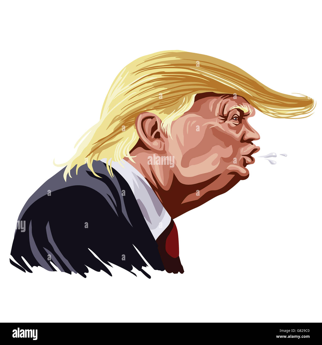 Donal Trump Cartoon caricatura illustrazione vettoriale Foto Stock