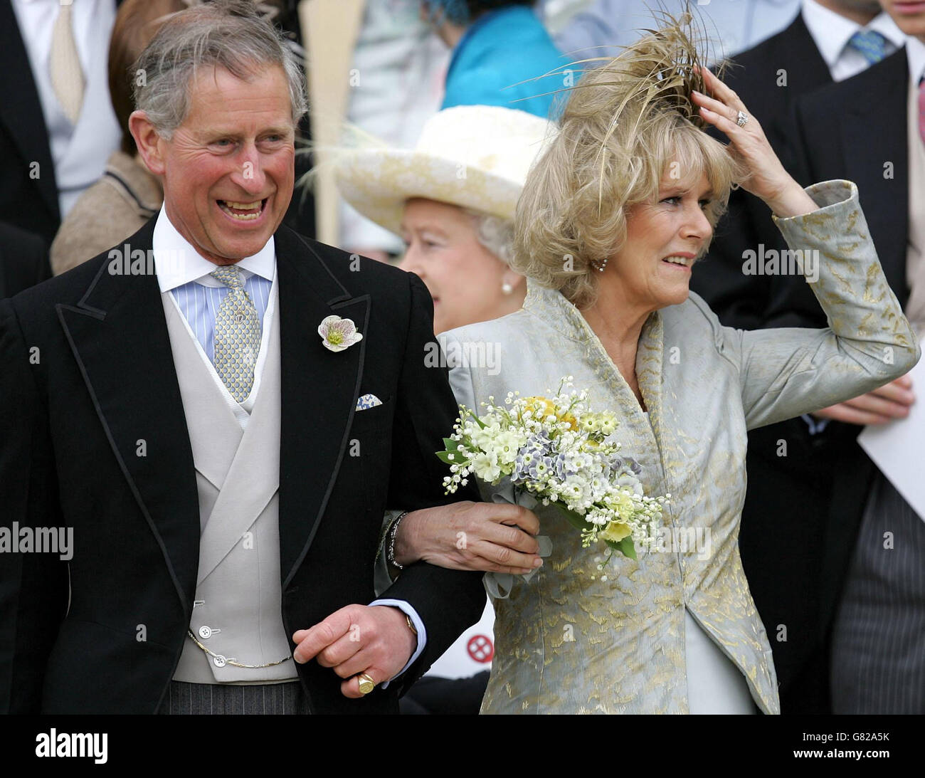 Royal Wedding - Matrimonio del principe Carlo e Camilla Parker Bowles - Servizio di preghiera e di dedizione - alla cappella di San Giorgio Foto Stock