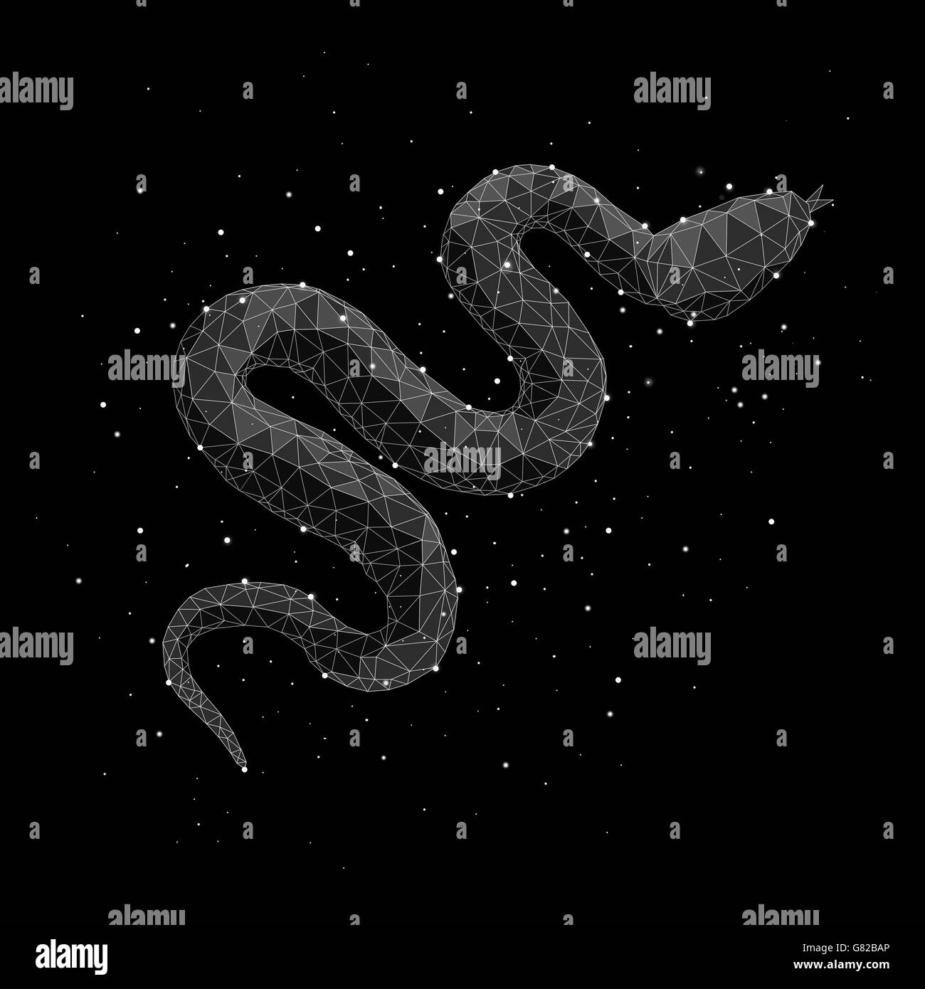 Immagine composita della costellazione del serpente di formatura su sfondo nero Foto stock - Alamy