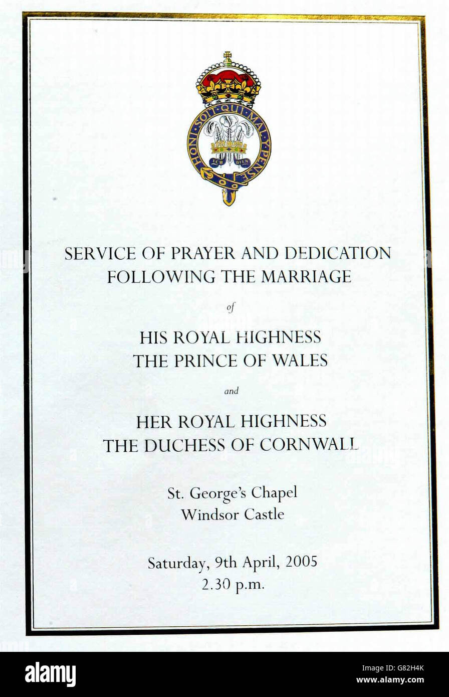 Royal Wedding - Matrimonio del principe Carlo e Camilla Parker Bowles - Servizio di preghiera e di dedizione - alla cappella di San Giorgio Foto Stock