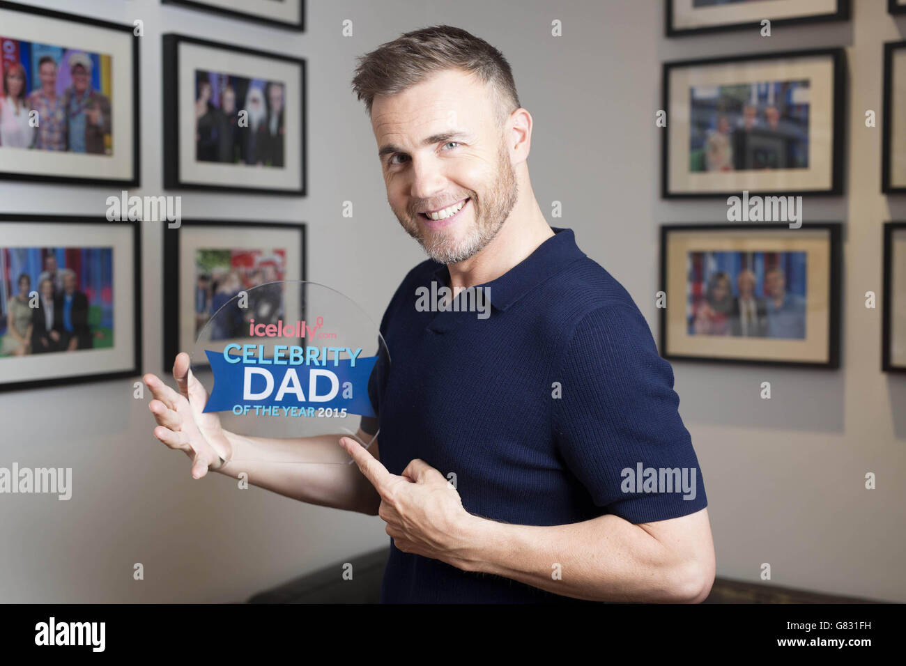 Gary Barlow viene annunciato come icelolly.com's Celebrity Dad of the Year 2015, presso i BBC Studios, presso la New Broadcasting House di Londra. Foto Stock