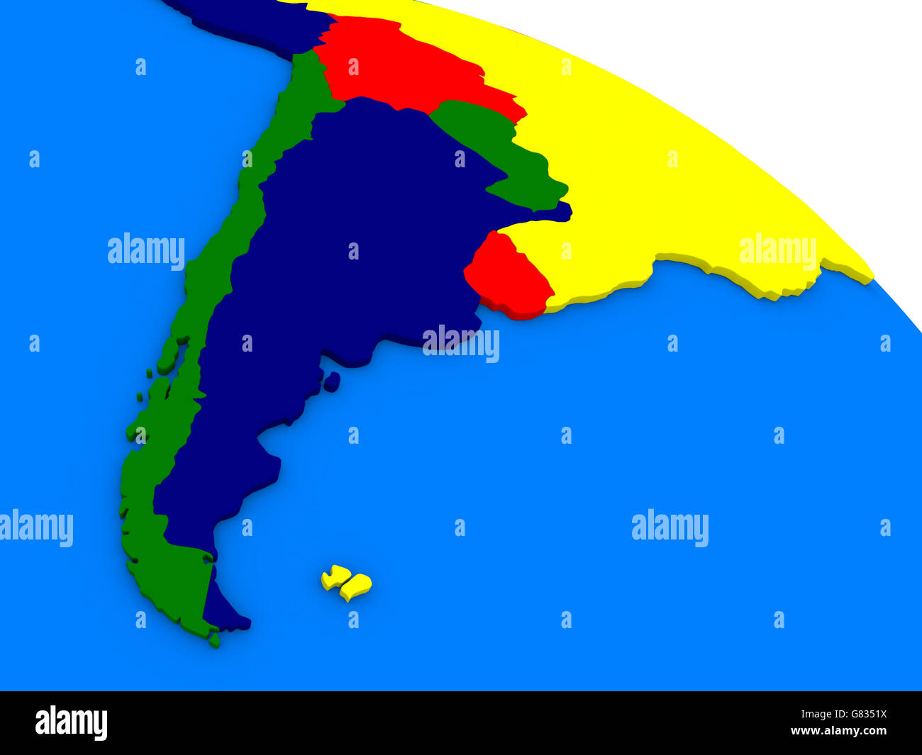 Argentina e Cile il colorato mondo politico. 3D illustrazione Foto Stock