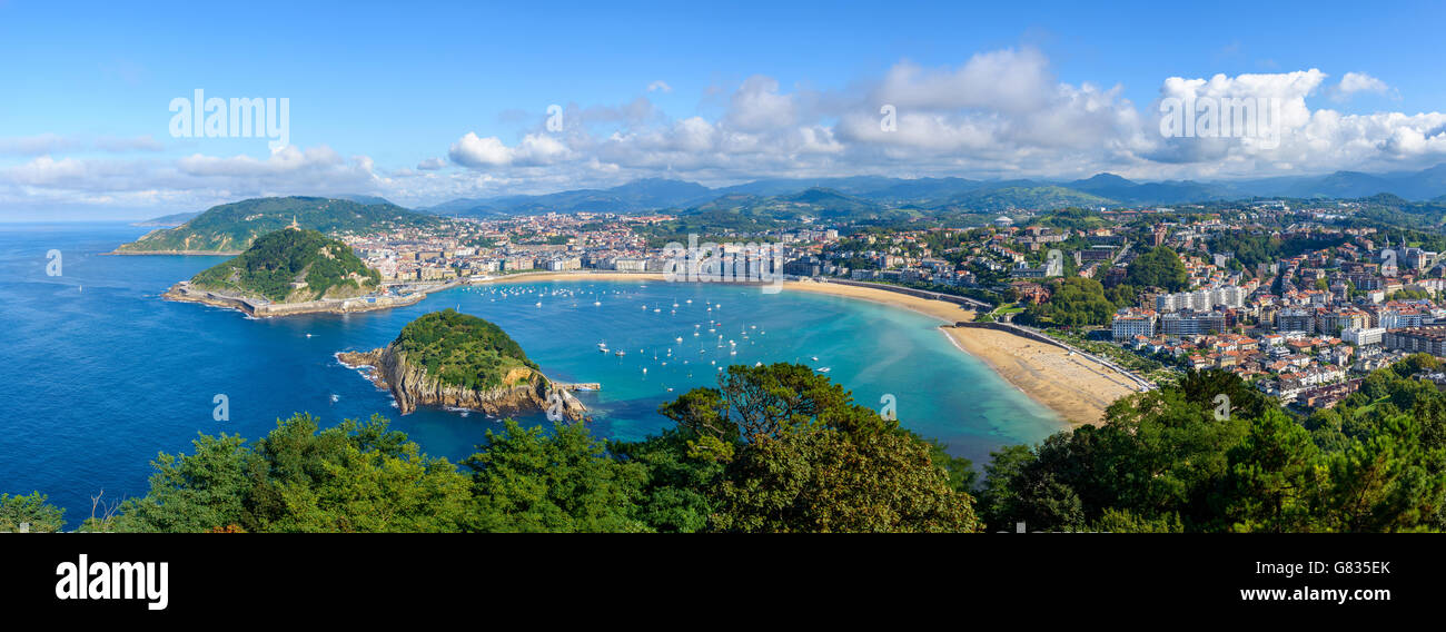 Vista panoramica di San Sebastian nei Paesi Baschi, Spagna Foto Stock