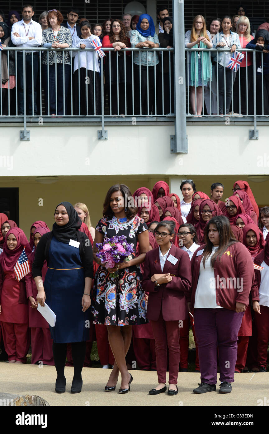 Michelle Obama visita NEL REGNO UNITO Foto Stock