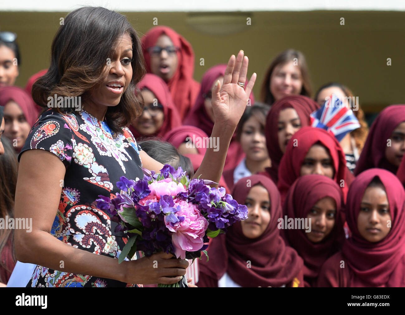 Michelle Obama visita NEL REGNO UNITO Foto Stock