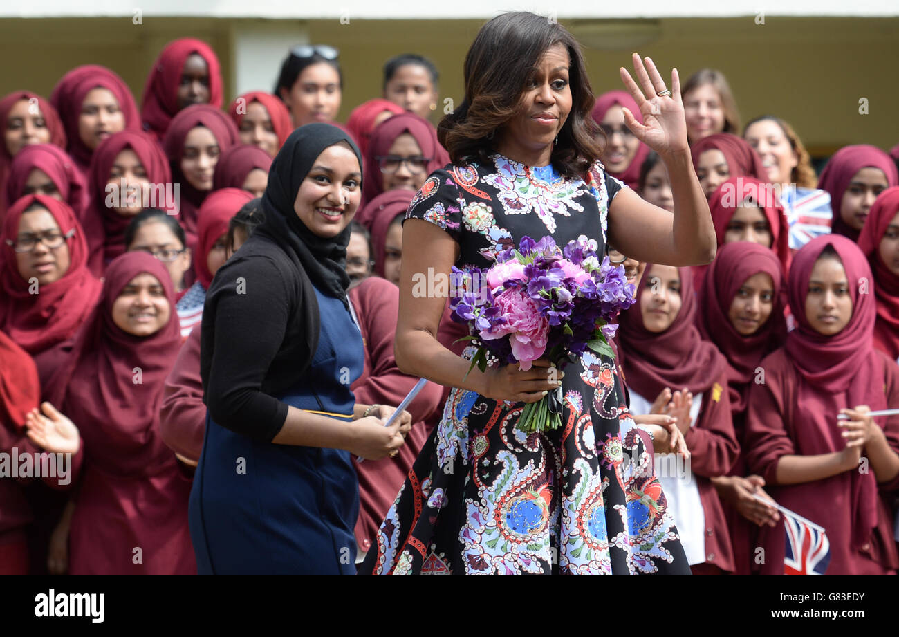 Michelle Obama visita NEL REGNO UNITO Foto Stock