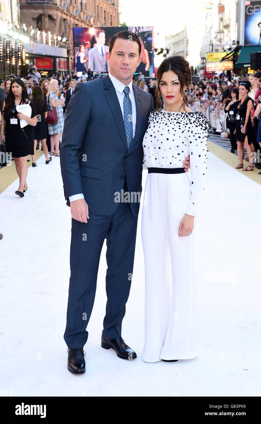 Channing Tatum e Jenna Dewan-Tatum partecipano alla prima Magic Mike XXL tenutasi a Vue West End, 3 Crannourn Street, Leicester Square, Londra. Data immagine: Martedì 30 giugno 2015. Il credito fotografico dovrebbe essere: Ian West/PA Wire Foto Stock