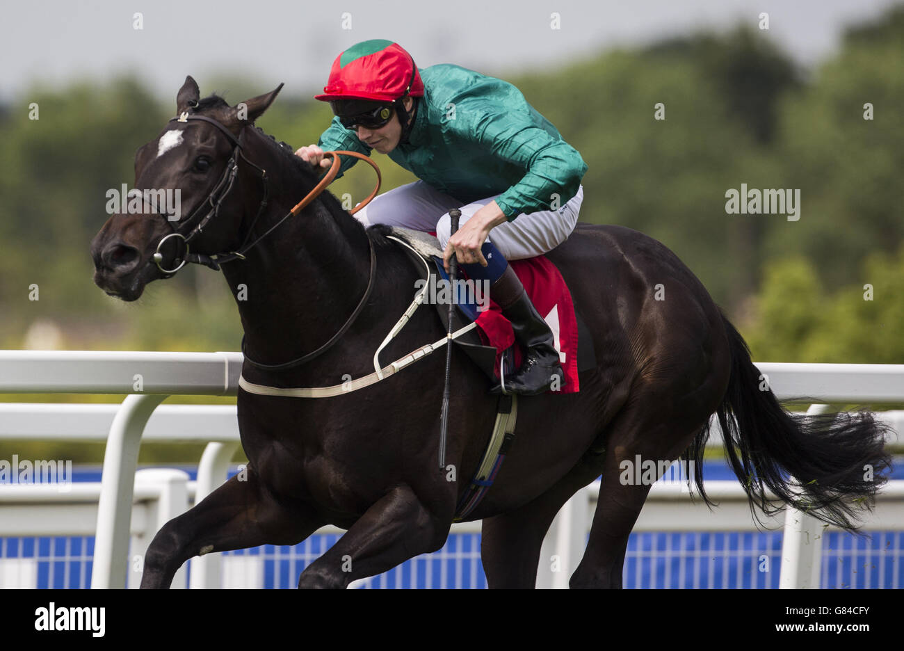 Il miniatore guidato da James Doyle vince l'Irish Champions Weekend EBF Maiden Stakes Race durante il Racing UK Ladies Day del Coral Eclipse Meeting all'Ippodromo di Sandown Park, Sandown. Foto Stock